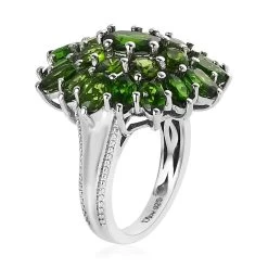 Chrome Diopside Floral Ring In Platinum Over Sterling Silver 6.25 Ctw -Jewelry store 7491147 3