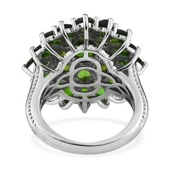 Chrome Diopside Floral Ring In Platinum Over Sterling Silver 6.25 Ctw -Jewelry store 7491147 4