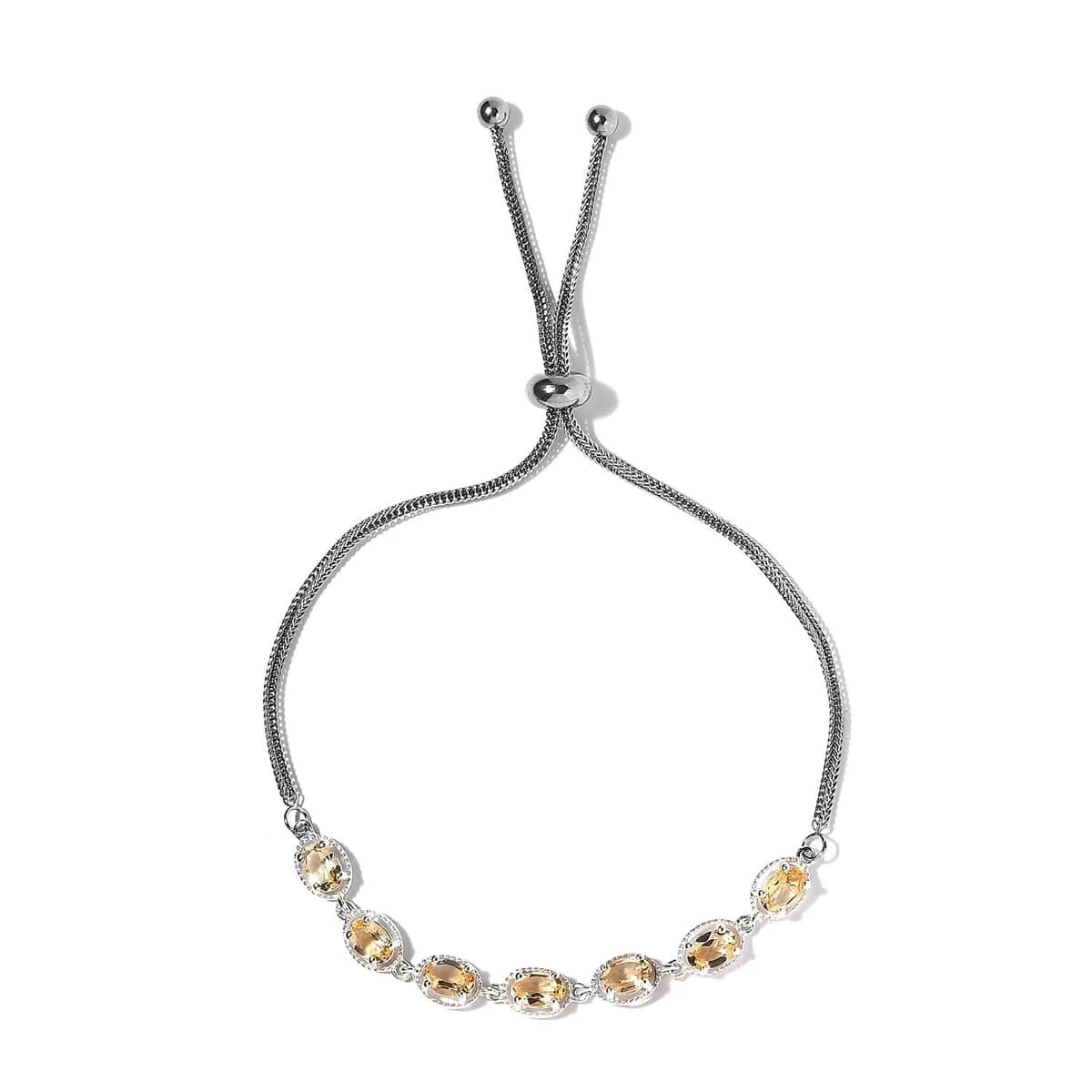 Brazilian Citrine Bracelet In Sterling Silver With Stainless Steel Chain Bolo 3.00 Ctw 3 Brazilian Citrine Bracelet In Sterling Silver With Stainless Steel Chain Bolo 3.00 Ctw