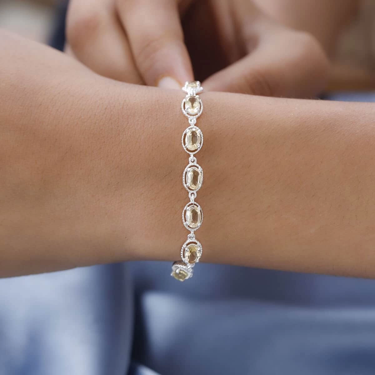 Brazilian Citrine Bracelet In Sterling Silver With Stainless Steel Chain Bolo 3.00 Ctw 5 Brazilian Citrine Bracelet In Sterling Silver With Stainless Steel Chain Bolo 3.00 Ctw - Image 3