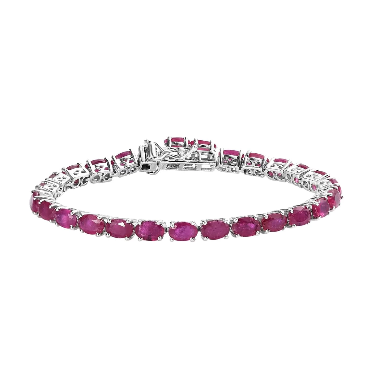 Niassa Ruby (FF) Tennis Bracelet In Platinum Over Sterling Silver (6.50 In) 18.85 Ctw 3 Niassa Ruby (FF) Tennis Bracelet In Platinum Over Sterling Silver (6.50 In) 18.85 Ctw