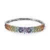 Multi Gemstone Bangle Bracelet In Platinum Over Sterling Silver (8.00 In) 9.65 Ctw -Jewelry store 7491277