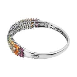 Multi Gemstone Bangle Bracelet In Platinum Over Sterling Silver (8.00 In) 9.65 Ctw -Jewelry store 7491277 3