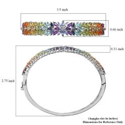 Multi Gemstone Bangle Bracelet In Platinum Over Sterling Silver (8.00 In) 9.65 Ctw -Jewelry store 7491277 5