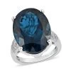 AAA London Blue Topaz And Moissanite Ring In Platinum Over Sterling Silver 22.10 Ctw 1 AAA London Blue Topaz And Moissanite Ring In Platinum Over Sterling Silver 22.10 Ctw -Jewelry store 7504124