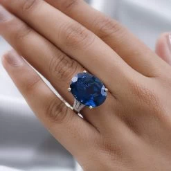AAA London Blue Topaz And Moissanite Ring In Platinum Over Sterling Silver 22.10 Ctw -Jewelry store 7504124 2