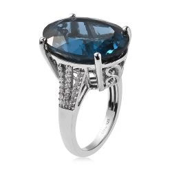AAA London Blue Topaz And Moissanite Ring In Platinum Over Sterling Silver 22.10 Ctw -Jewelry store 7504124 3
