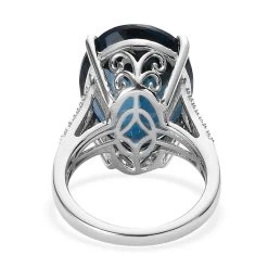 AAA London Blue Topaz And Moissanite Ring In Platinum Over Sterling Silver 22.10 Ctw -Jewelry store 7504124 4