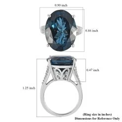 AAA London Blue Topaz And Moissanite Ring In Platinum Over Sterling Silver 22.10 Ctw -Jewelry store 7504124 5
