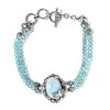 Artisan Crafted Larimar And Madagascar Paraiba Apatite Dragonfly Double-Row Toggle Clasp Bracelet In Sterling Silver (7.25 In) 48.60 Ctw -Jewelry store 7504245