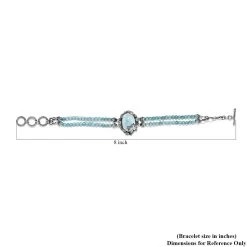 Artisan Crafted Larimar And Madagascar Paraiba Apatite Dragonfly Double-Row Toggle Clasp Bracelet In Sterling Silver (7.25 In) 48.60 Ctw -Jewelry store 7504245 4