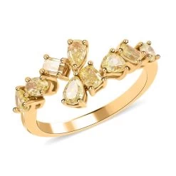 Modani 18K Yellow Gold Natural Yellow Diamond (I1) Ring (Del. In 10-15 Days) 1.30 Ctw