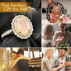 Ankur Treasure Chest Modani 14K Yellow Gold Ethiopian Welo Opal Ring, Multi Color Diamond Accent Ring, Gold Ring, Floral Halo Ring 1.45 Ctw 13 Ankur Treasure Chest Modani 14K Yellow Gold Ethiopian Welo Opal Ring, Multi Color Diamond Accent Ring, Gold Ring, Floral Halo Ring 1.45 Ctw -Jewelry store 7505075 4