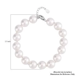 White Shell Pearl 9-11mm Bracelet In Rhodium Over Sterling Silver (7.5-8.5In) -Jewelry store 7505150 2