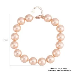 Peach Shell Pearl 9-11mm Bracelet In 14K RG Over Sterling Silver (7.5-8.5In) -Jewelry store 7505161 2