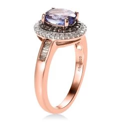 Tanzanite, Natural Champagne And White Diamond Ring In Vermeil RG Over Sterling Silver 1.85 Ctw -Jewelry store 7505495 3