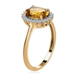 Luxoro 10K Yellow Gold AAA Brazilian Heliodor And Moissanite Sunburst Ring 1.85 Ctw -Jewelry store 7505678 3