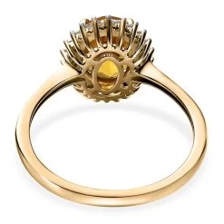 Luxoro 10K Yellow Gold AAA Brazilian Heliodor And Moissanite Sunburst Ring 1.85 Ctw -Jewelry store 7505678 4