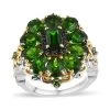Chrome Diopside And Thai Black Spinel Cluster Ring In Vermeil YG And Platinum Over Sterling Silver 4.50 Ctw 2 Chrome Diopside And Thai Black Spinel Cluster Ring In Vermeil YG And Platinum Over Sterling Silver 4.50 Ctw -Jewelry store 7506030
