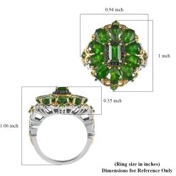Chrome Diopside And Thai Black Spinel Cluster Ring In Vermeil YG And Platinum Over Sterling Silver 4.50 Ctw -Jewelry store 7506030 5