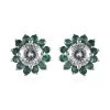 TLV 120 Facets Moissanite (Rnd 6.5mm), Kagem Zambian Emerald Ruby Floral Stud Earrings In Platinum Over Sterling Silver 2.80 Ctw 2 TLV 120 Facets Moissanite (Rnd 6.5mm), Kagem Zambian Emerald Ruby Floral Stud Earrings In Platinum Over Sterling Silver 2.80 Ctw -Jewelry store 7506566