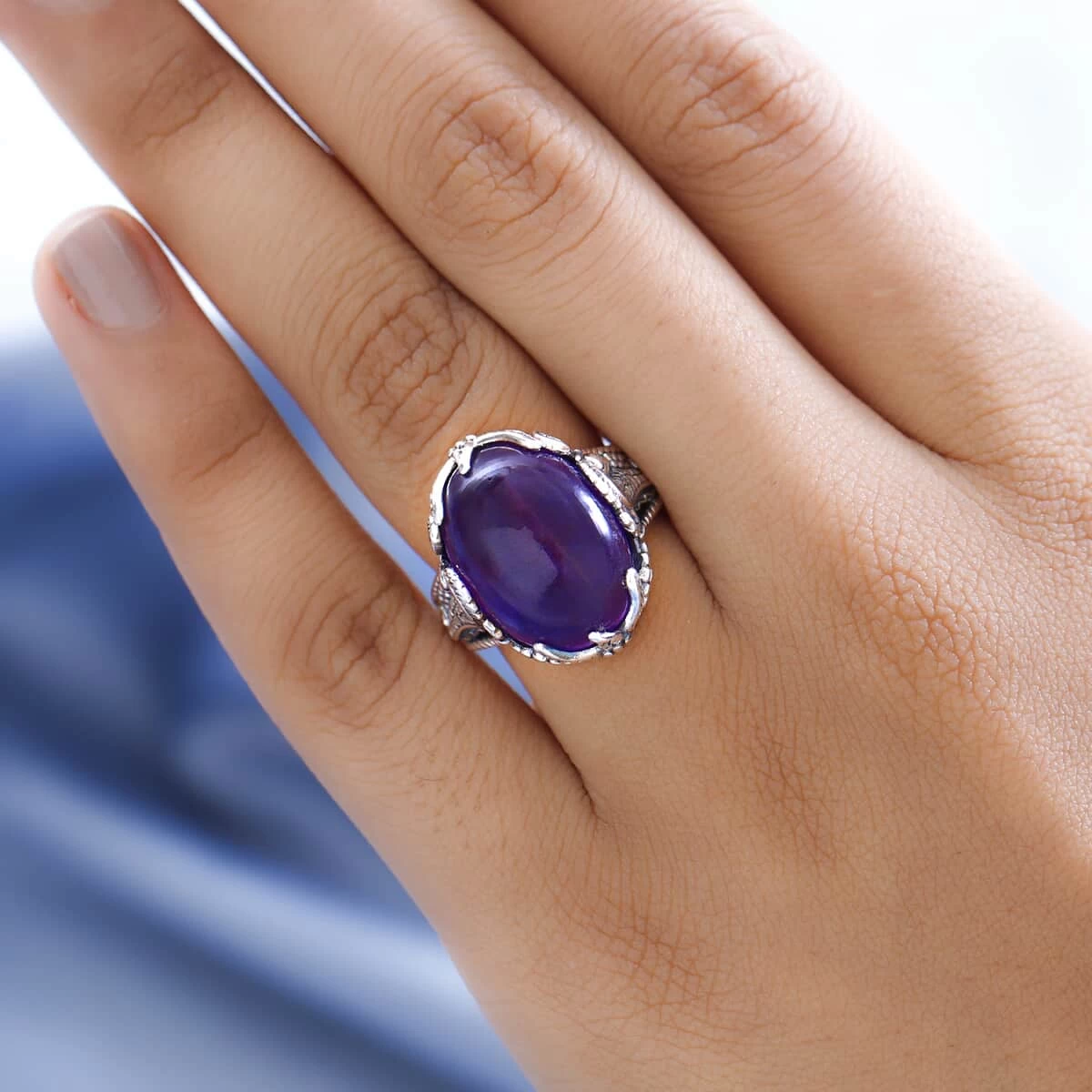 Artisan Crafted African Amethyst Ring In Sterling Silver 13.35 Ctw 5 Artisan Crafted African Amethyst Ring In Sterling Silver 13.35 Ctw - Image 3