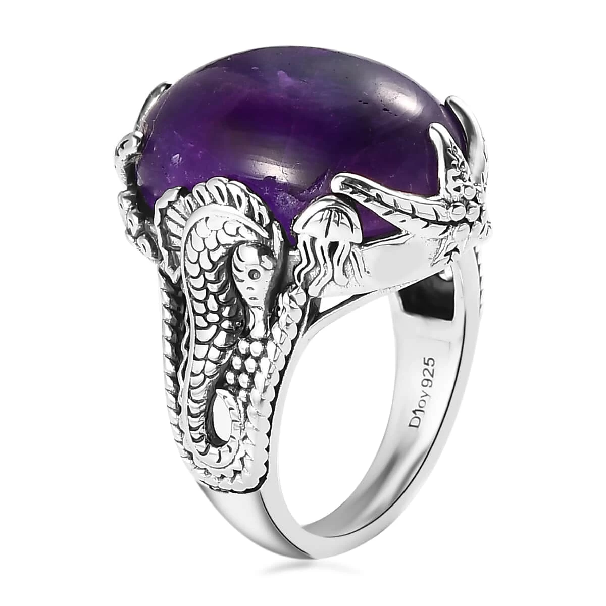 Artisan Crafted African Amethyst Ring In Sterling Silver 13.35 Ctw 6 Artisan Crafted African Amethyst Ring In Sterling Silver 13.35 Ctw - Image 4