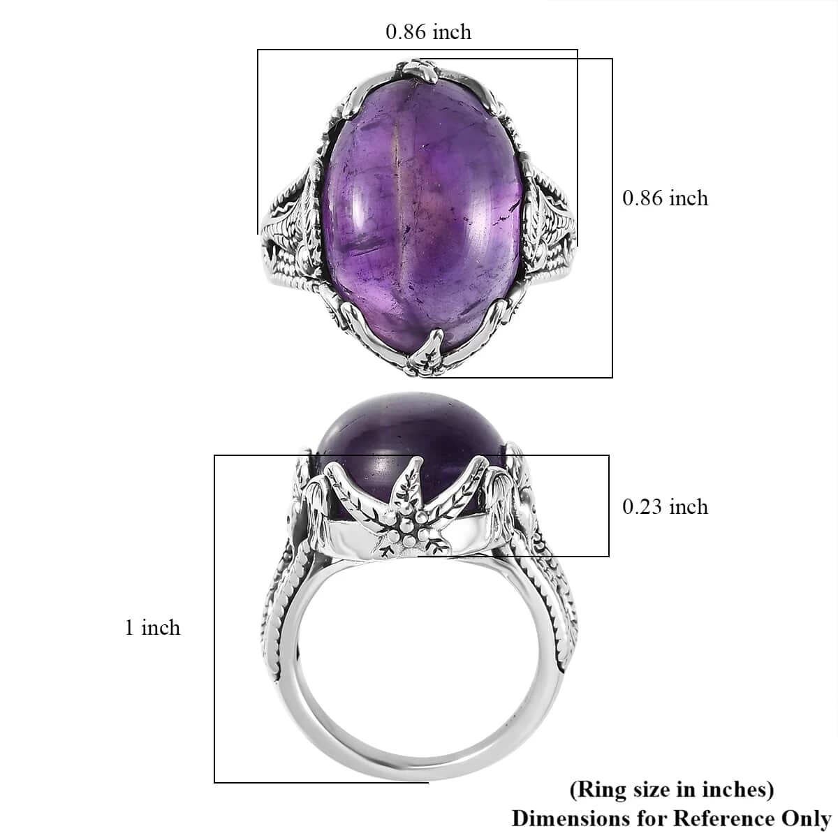 Artisan Crafted African Amethyst Ring In Sterling Silver 13.35 Ctw 8 Artisan Crafted African Amethyst Ring In Sterling Silver 13.35 Ctw - Image 6