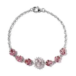 Pink Morganite And Multi Gemstone Bracelet In Vermeil Rose Gold And Platinum Over Sterling Silver (7.25 In) 2.75 Ctw