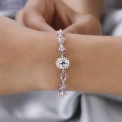 Pink Morganite And Multi Gemstone Bracelet In Vermeil Rose Gold And Platinum Over Sterling Silver (7.25 In) 2.75 Ctw -Jewelry store 7507399 2
