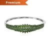 Chrome Diopside Floral Spray Bangle Bracelet In Platinum Over Sterling Silver (7.25 In) 10.60 Ctw