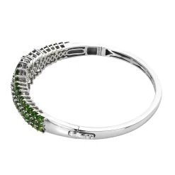 Chrome Diopside Floral Spray Bangle Bracelet In Platinum Over Sterling Silver (7.25 In) 10.60 Ctw -Jewelry store 7507569 3