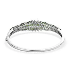 Chrome Diopside Floral Spray Bangle Bracelet In Platinum Over Sterling Silver (7.25 In) 10.60 Ctw -Jewelry store 7507569 4