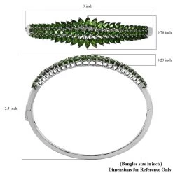 Chrome Diopside Floral Spray Bangle Bracelet In Platinum Over Sterling Silver (7.25 In) 10.60 Ctw -Jewelry store 7507569 5