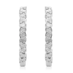 Diamond Hoop Earrings In Platinum Over Sterling Silver 0.50 Ctw