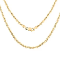 10K Yellow Gold 2.52mm Rope Necklace 24 Inches 4.4 Grams