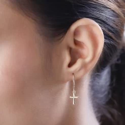 Luxoro 10K Yellow Gold Cross Lever Back Earrings 1.65 Grams -Jewelry store 7508225 2