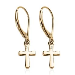 Luxoro 10K Yellow Gold Cross Lever Back Earrings 1.65 Grams -Jewelry store 7508225 3