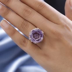 GP Italian Garden Collection Rose De France Amethyst And White Zircon Ring In Vermeil Rose Gold Over Sterling Silver 22.35 Ctw -Jewelry store 7508317 2