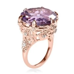 GP Italian Garden Collection Rose De France Amethyst And White Zircon Ring In Vermeil Rose Gold Over Sterling Silver 22.35 Ctw -Jewelry store 7508317 3