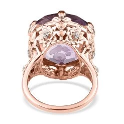 GP Italian Garden Collection Rose De France Amethyst And White Zircon Ring In Vermeil Rose Gold Over Sterling Silver 22.35 Ctw -Jewelry store 7508317 4