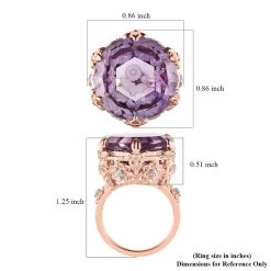 GP Italian Garden Collection Rose De France Amethyst And White Zircon Ring In Vermeil Rose Gold Over Sterling Silver 22.35 Ctw -Jewelry store 7508317 5