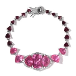 GP Italian Garden Collection Radiant Orchid Quartz (Triplet) And Multi Gemstone Bracelet In Platinum Over Sterling Silver (7.25 In) 22.25 Ctw