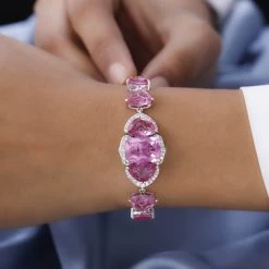 GP Italian Garden Collection Radiant Orchid Quartz (Triplet) And Multi Gemstone Bracelet In Platinum Over Sterling Silver (7.25 In) 22.25 Ctw -Jewelry store 7508375 2