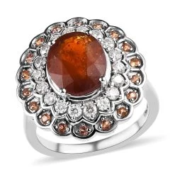 One Time Only Tanzania Tangerine Kyanite, Multi Gemstone Ring In Platinum Over Sterling Silver 5.25 Ctw