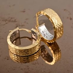 14K Yellow And White Gold Hoop Earrings (3.3 G) -Jewelry store 7508956 1