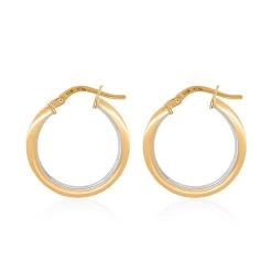 14K Yellow And White Gold Hoop Earrings (3.3 G) -Jewelry store 7508956 3