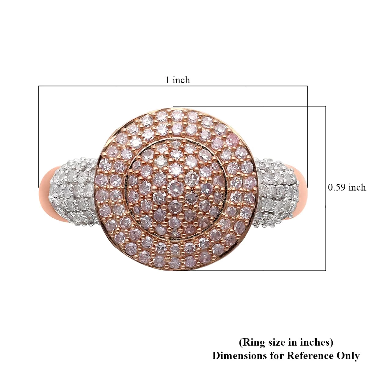 Natural Pink And White Diamond I3 Ring In Vermeil Rose Gold Over Sterling Silver 1.00 Ctw 8 Natural Pink And White Diamond I3 Ring In Vermeil Rose Gold Over Sterling Silver 1.00 Ctw - Image 6