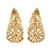 14K Yellow Gold Over Sterling Silver Openwork Earrings -Jewelry store 7510753