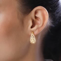 14K Yellow Gold Over Sterling Silver Openwork Earrings -Jewelry store 7510753 1